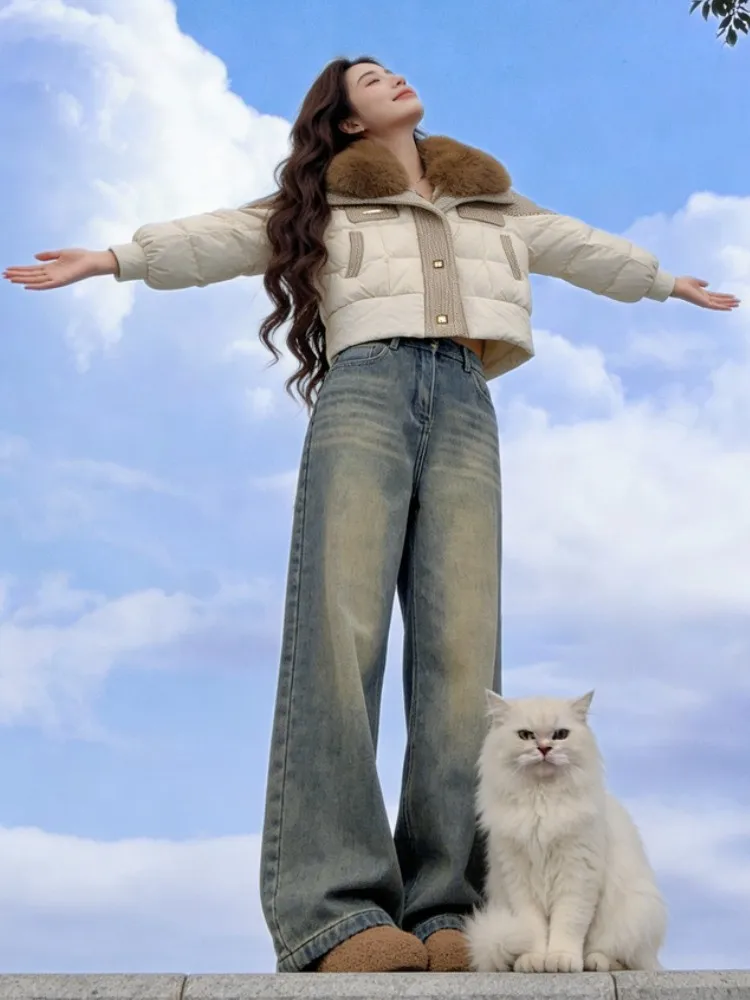 

Утепленная короткая пуховая куртка для женщин: уникальное и красивое пальто в корейском стиле, теплая версия для зимы