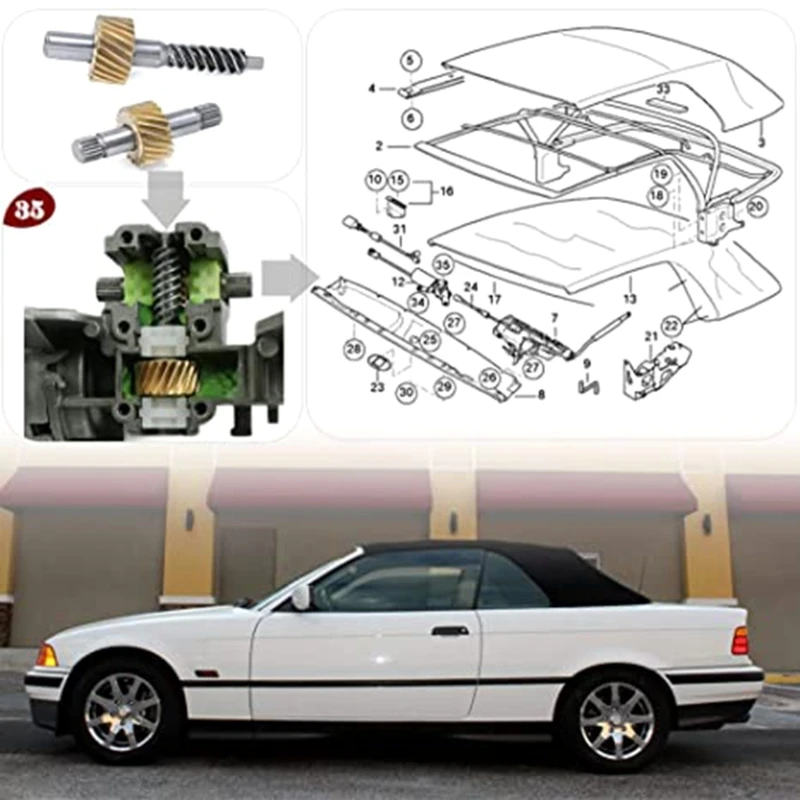 Upgraded Convertible Top Latch Motor Gears Repair Kit Replacement for 67618370816 Fit for E36 E46 E64 Easy Operation D7YA