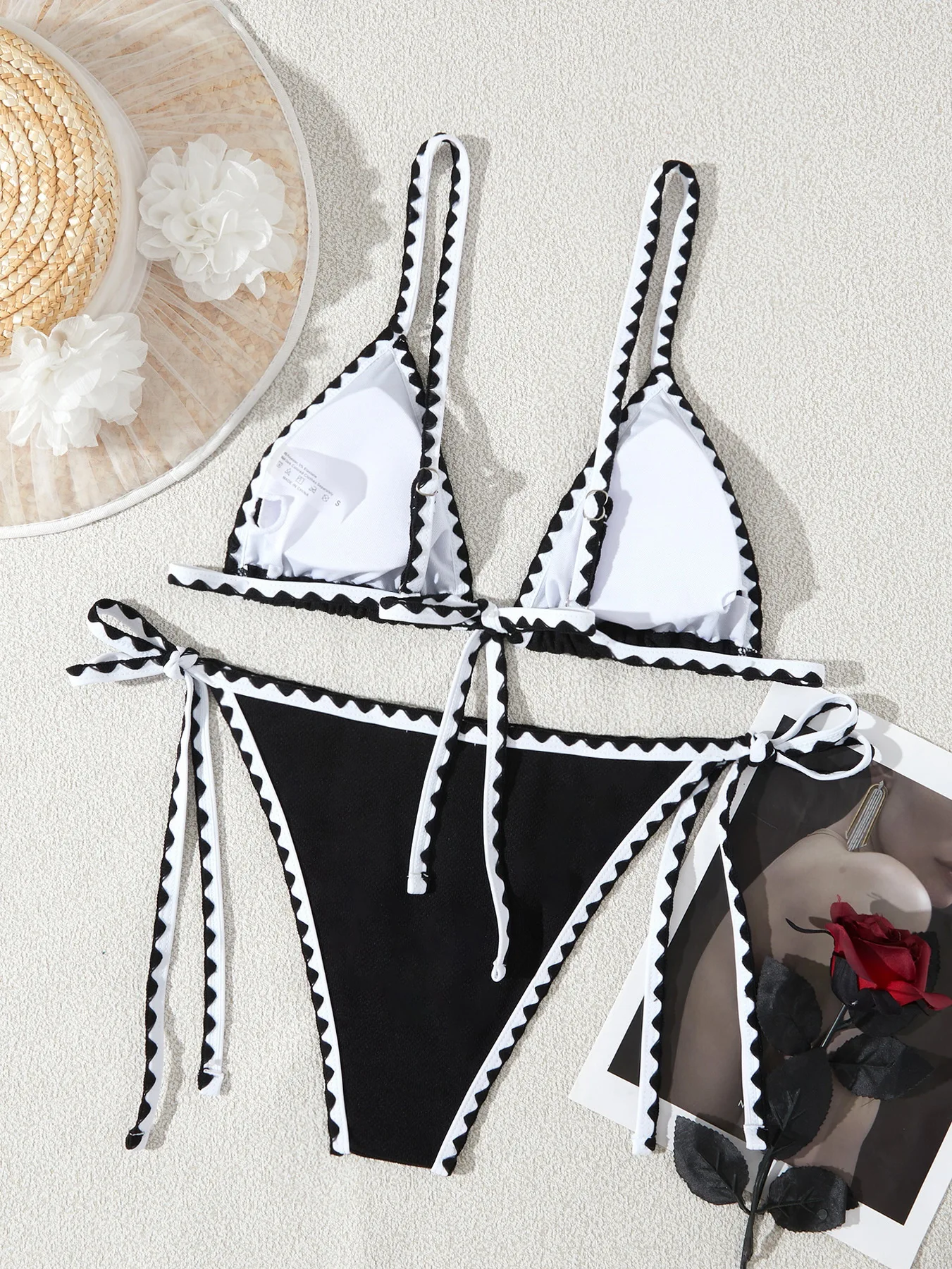 Womens Summer Beachwea Sexy Color Block Bikini Sets Halter Floral Shell Stitch 2 Piece Swimsuits