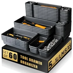 Tool box organizer tray 60 pack set XL L M s XS sizes premium quality interlocking design rolling toolbox drawer organization