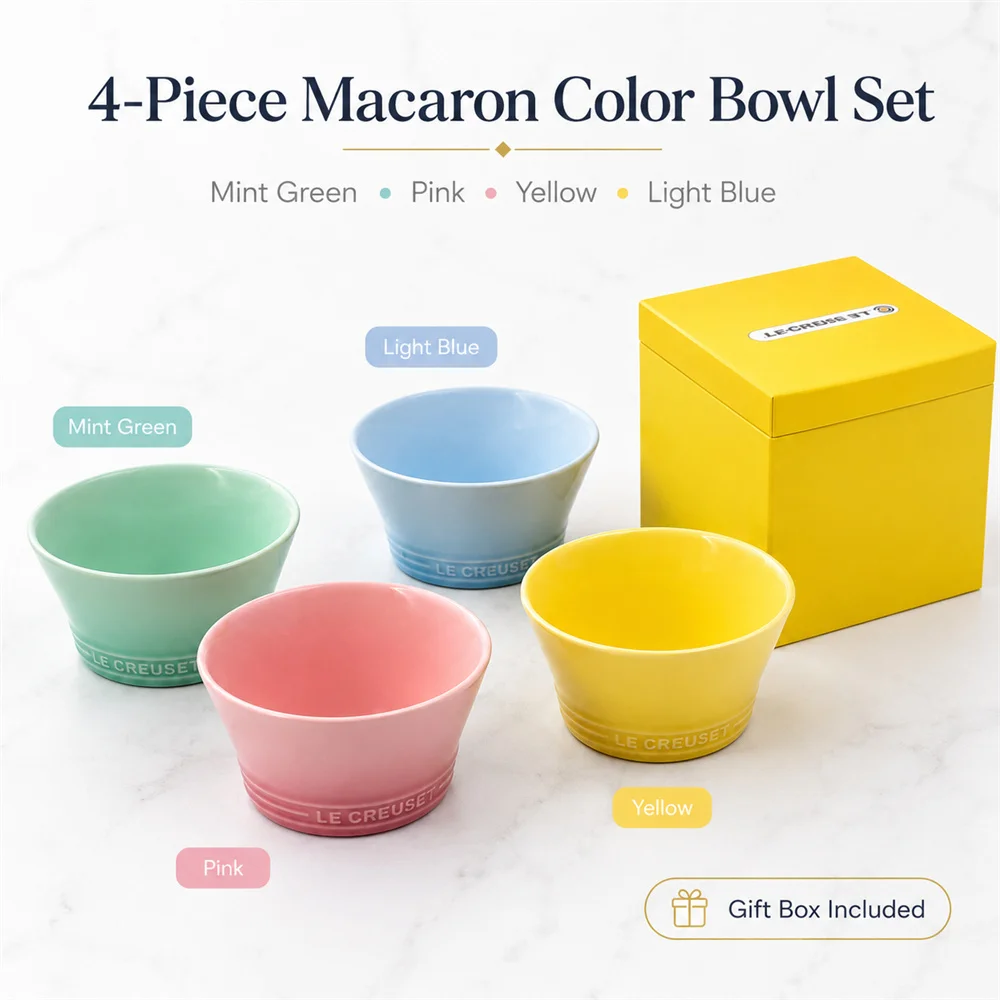 Le Creuset Macaron Conical Bowl Set of 4: 4.7