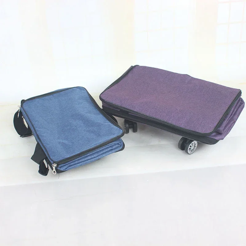 Folding Storage Luggage Bag Large Capacity 360°Waterproof Oxford Cloth Portable Backpack with 4 Wheels