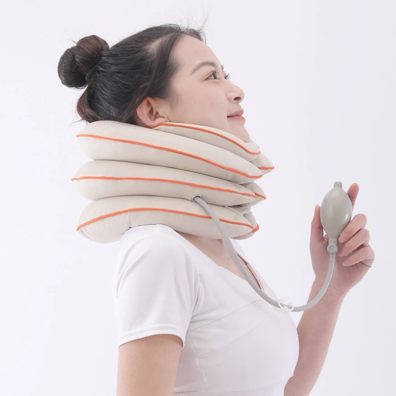 1PC cuscino di supporto per il collo dispositivo di trazione per il collo cervicale ad aria gonfiabile corpo rilassante supporto per trattore massaggio cuscino per il collo