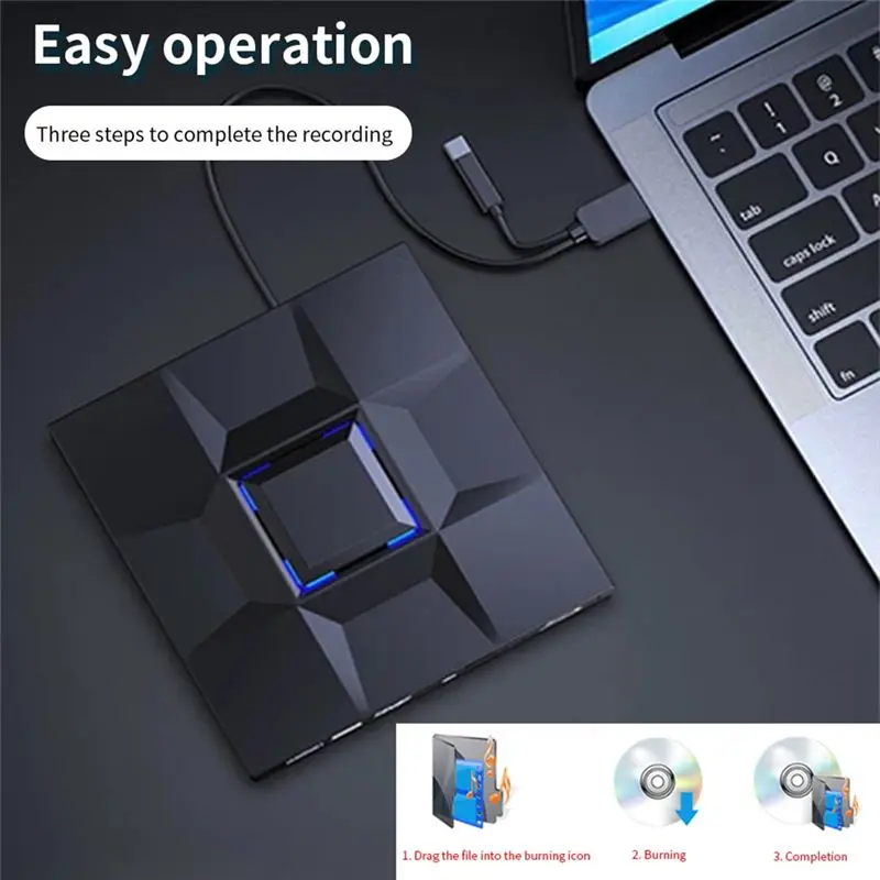 Stable- External CD and DVD Player Game Burner DVD External USB 3.0 Type C CD Writer Reader for PC Laptop Desktop