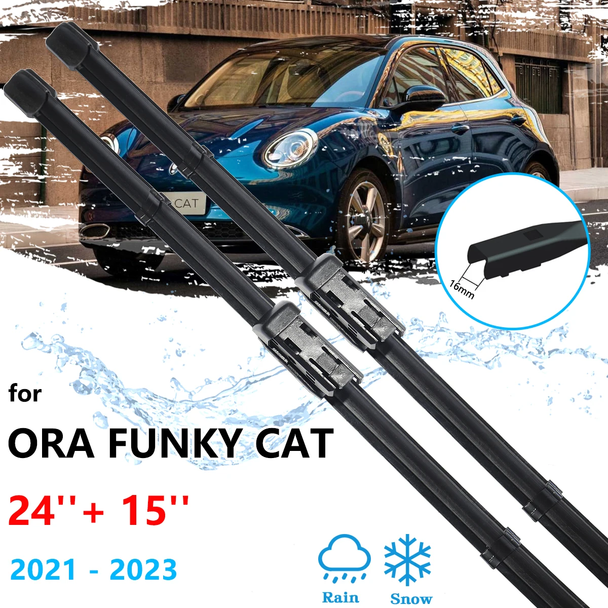 For GWM Ora Funky Cat Good Haomao ES11 2021 2022 2023 Front Wiper Blades Window Windshield Windscreen Brushes Cutter Accessories