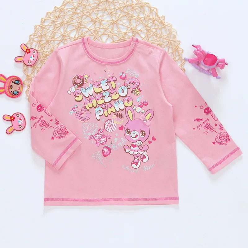 Cartoon Bunny Candy Letter Printed Long Sleeved T-shirt Japanese Mp Summer New Mom and Daughter Matching Clothes Y2k Top