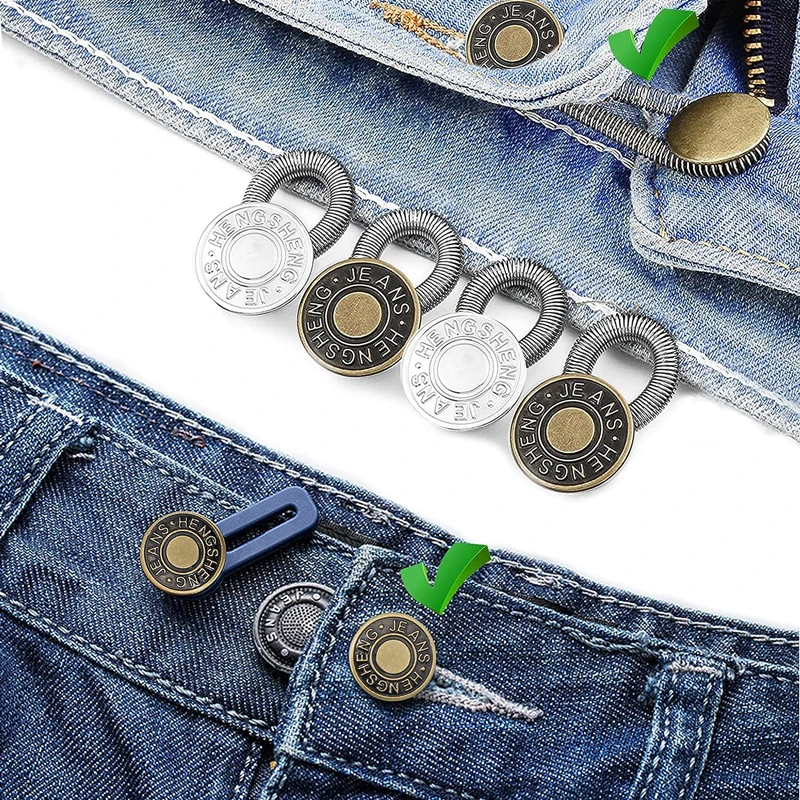 New 10/5/1PC Metal Button Extender For Pants Jeans Free Sewing Adjustable Retractable Waist Extenders Button Waistband Expander