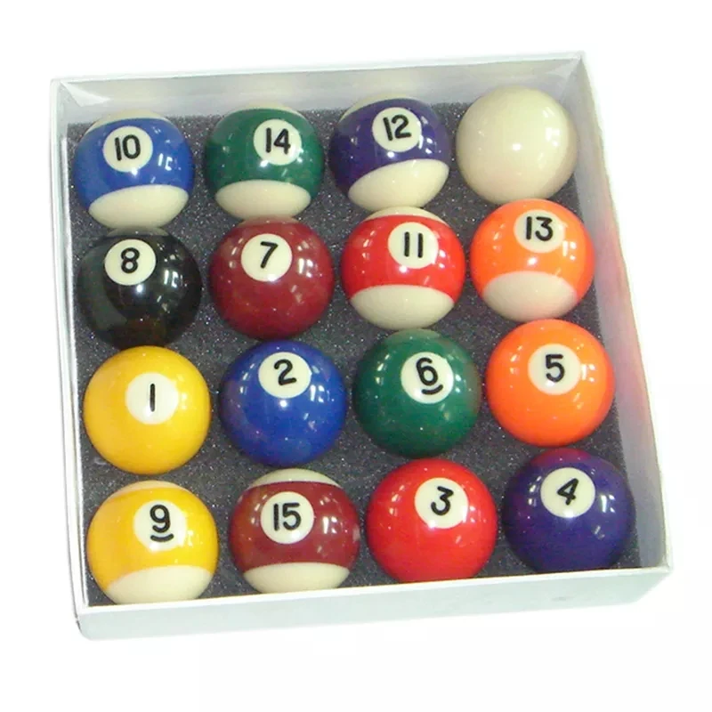 Juego de bolas de billar de resina fenólica con logotipo personalizado de China 2024, bola de taco de 57,2mm con embalaje de caja para uso deportivo