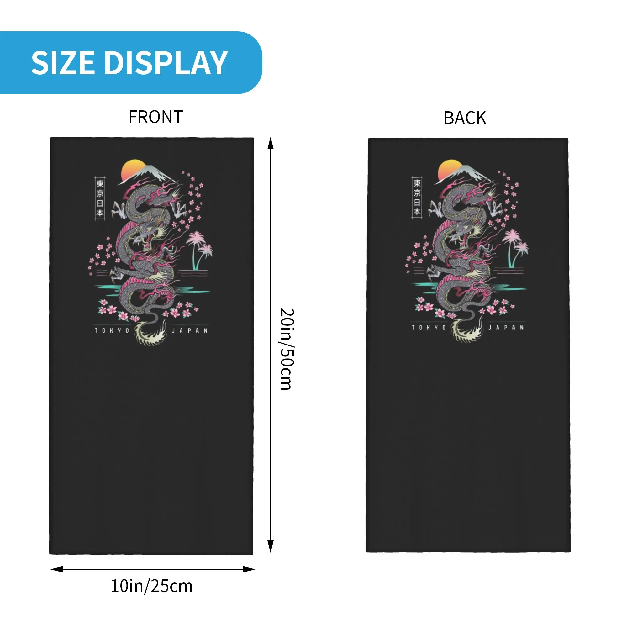 Custom Tokyo Japan Dragon Winter Headband Neck Warmer Men Women Ski Running Tube Scarf Tradition Asian Japanese Tattoo Art Face