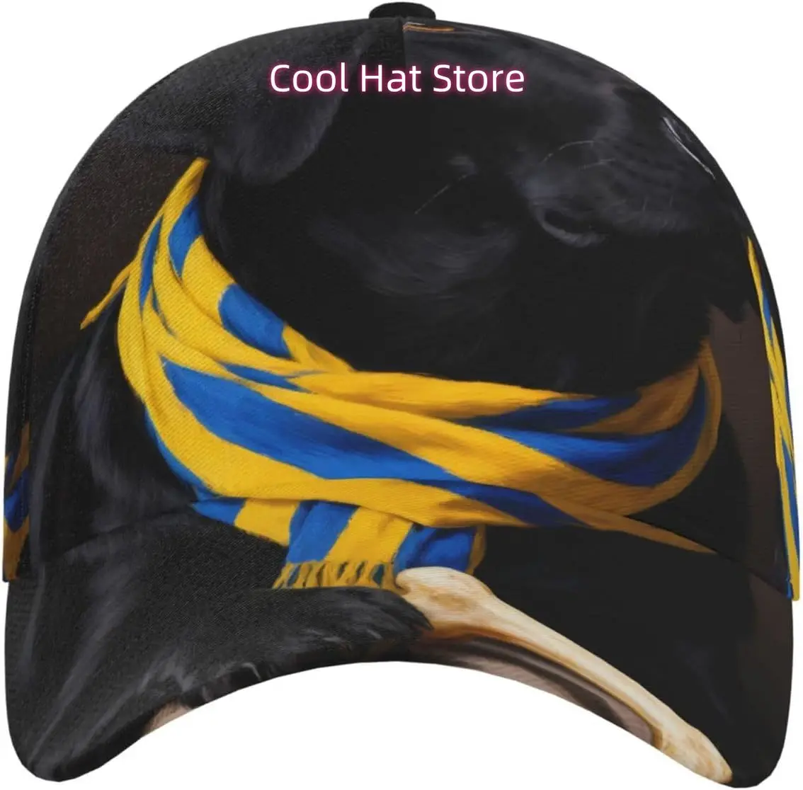 Labrador Bone Pattern Baseball Cap Adjustable Cotton Baseball Hat for Sports, Outdoor, Travel Gifts for Men Black
