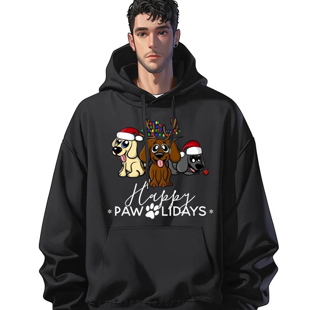 

Cute Happy Pawlidays Labradors Retriever Funny Dog Christmas Oversized Hoodies New In Tops And Oversize Long Sleeve Group