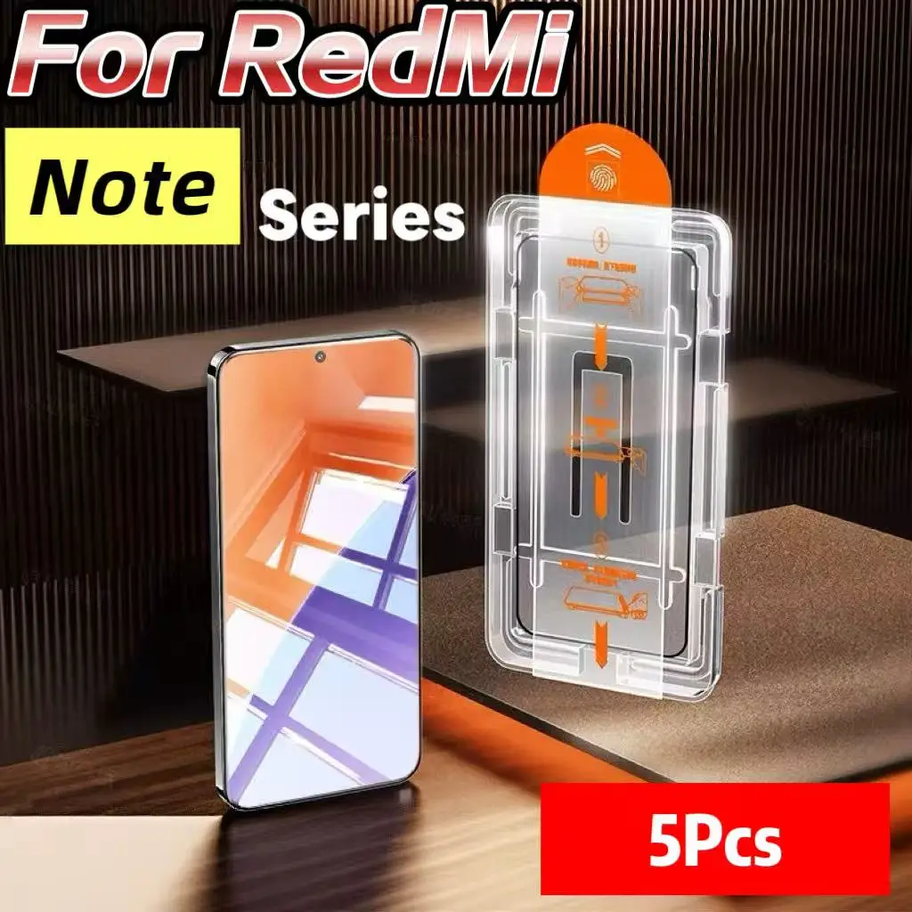 

HD Tempered Glass Screen Protector for Redmi Note Series, 5-Pack, Bubble-Free & Dust-Free