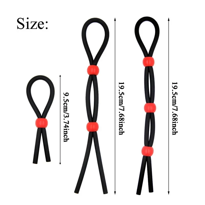 Penis Ring Rope Adjustable Sex Toys for Adults Men Silicone Ejaculation Delay Male Cockring