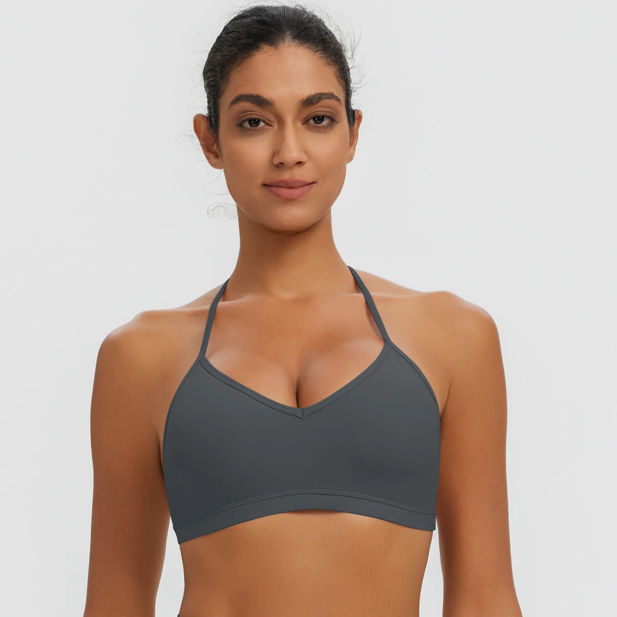 Damen-Sommer-Tanktops, einfarbig, mit Raffung, Yoga-BH, sexy, schöner Rücken, dünne Schulterträger, Sport-BH, Fitness-BH, Lauf-BH – Detail 31