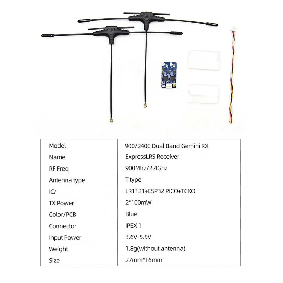 900MHz 2.4GHz 915M ELRS Dual Band Gemini RX ExpressLRS Receiver TCXO for RC FPV Racing Long Range Drone 120mmx2 HOT