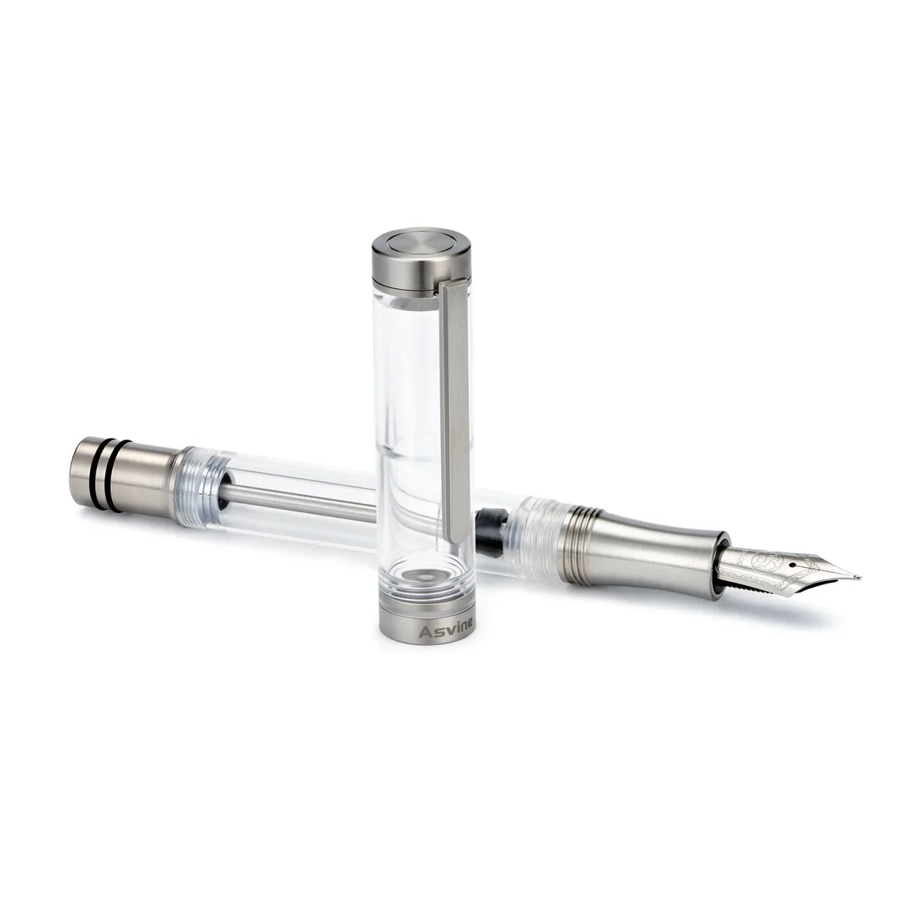 Hot Magical Asvine V200 Titanium Fountain Pen Vacuum Filling BOCK EF/F//B Nib Clear Transparent Acrylic Smooth Writing Pen