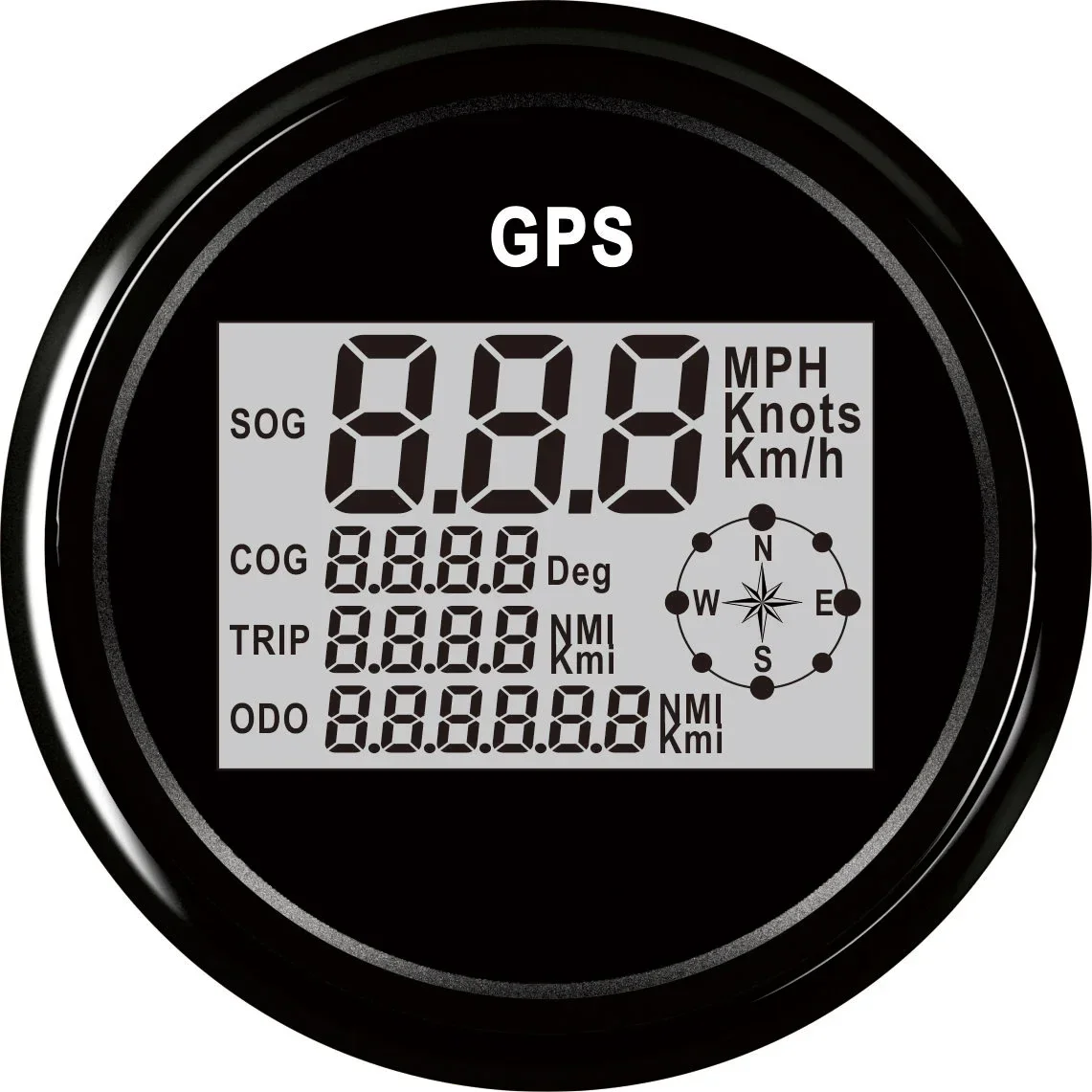 Boat Marine Truck GPS Speedometer Gauge Digital LCD Odometer W/ GPS Sensor LCD 9-32V 85mm Black