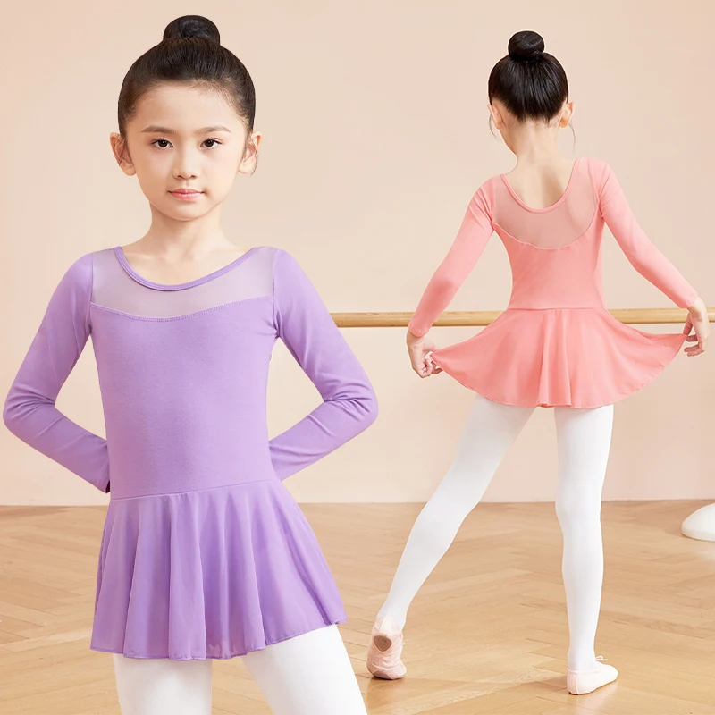 Girls Long Sleeve Ballet Leotard Cotton Dance Leotard Dress for Kids Ballet Dress Dance Wear Ballerina Outfits for Performance