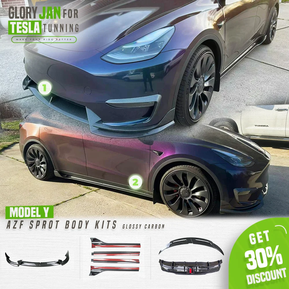 Model Y 2020- 2023 Body Kits For Tesla AZF Sport Tunning Rear Diffuser Spoiler Front Bumper Lip Side Skirt Glossy Carbon Parts