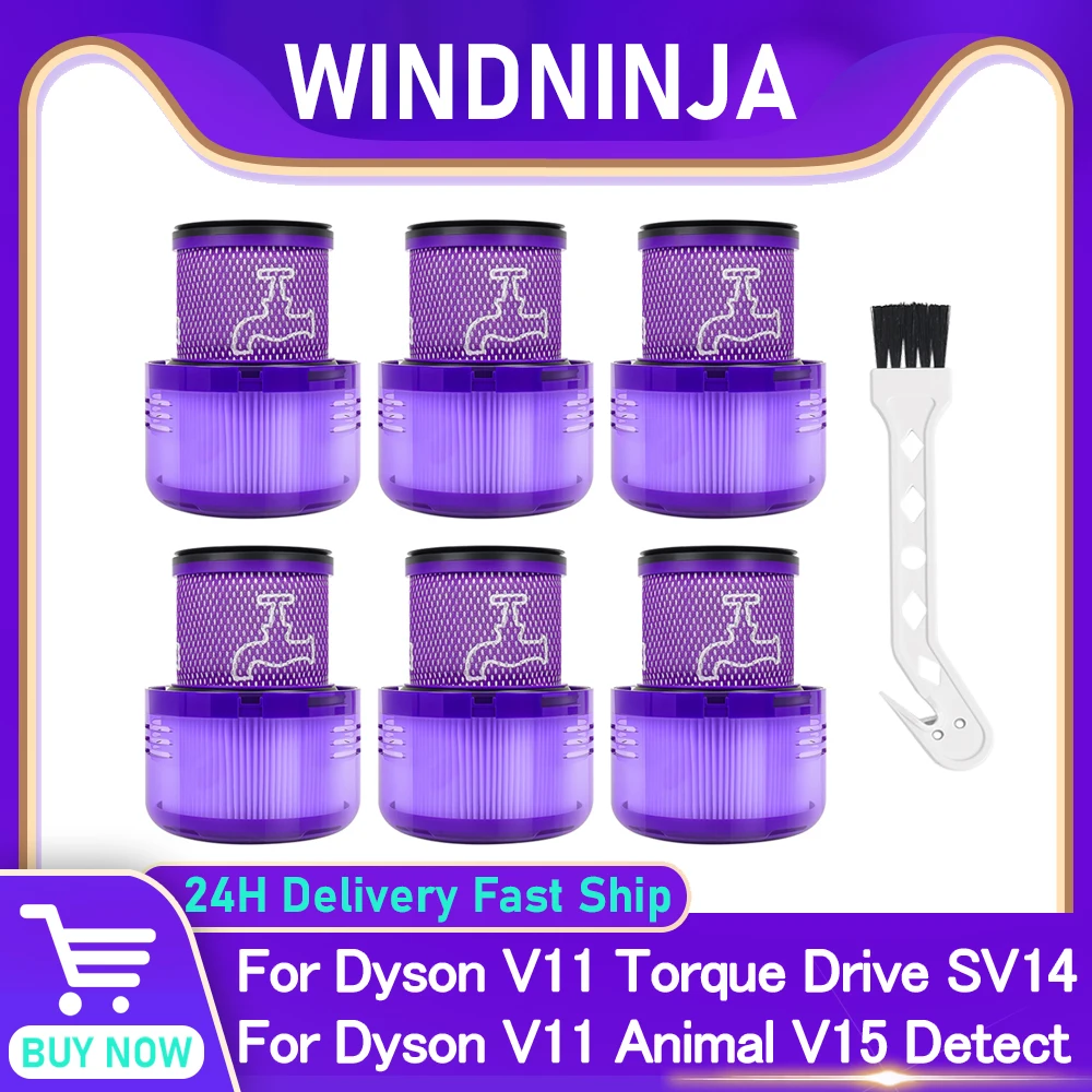 1-8PC Filter with Brush For Dyson V11 Animal V11 Torque Drive V15 Detect Vacuum Cleaner Replacement Rear Filter Spare Part