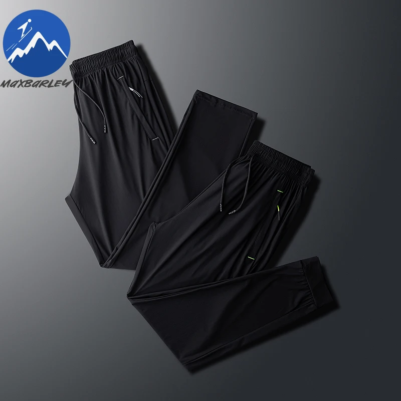 Maxbarley Men Jogger Pants Gym Summer Quick Dry Trousers 8xl Size Trekking Climbing Fishing Sport High Stretch Ice Silk Pants