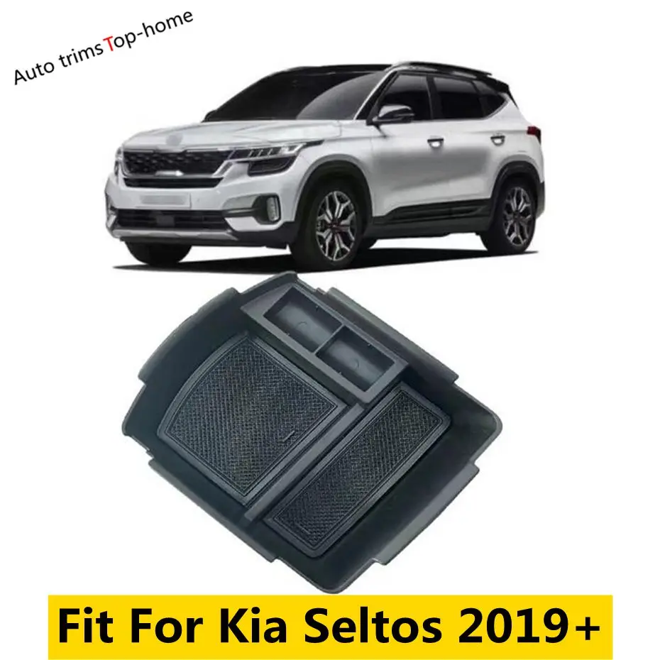 

Central Control Armrest Storage Box Phone Container Organizer Decoration Cover For Kia Seltos 2019 - 2022 Interior Accessories