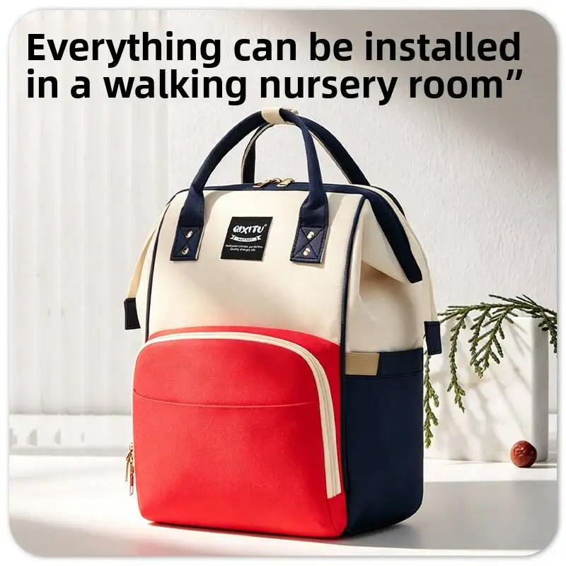Large Capacity Canvas Mummy Bag Multifunctional Baby Bottle Thermal Insulation Travel Storage Bag Fashion Mummy Bag Hanging Bag