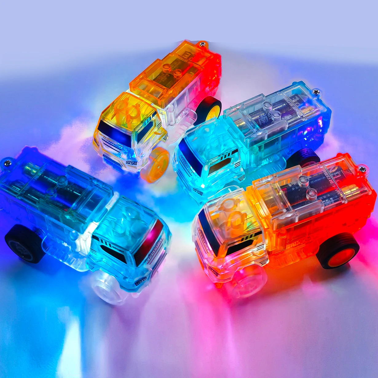Tracks Cars Replacement-LED Flashing Light Light-Up Magic Cars for Tracks Compatible with Glow in the Dark Toy Cars