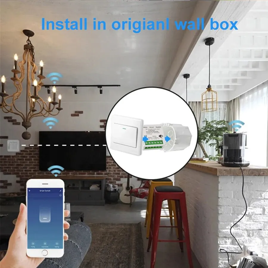 Mini commutateur Wifi intelligent Tuya 16A/20A, Module de bricolage, contrôle bidirectionnel, commutateur sans fil 433MHz, application Smart Life, fonctionne avec Alexa Google Home