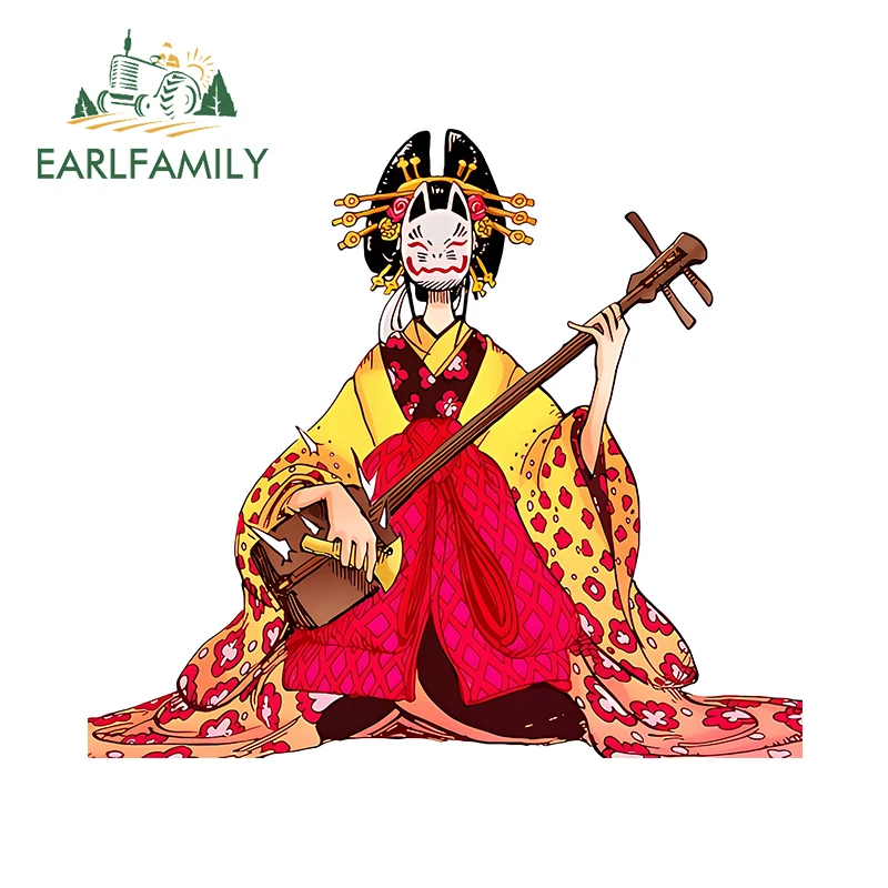 EARLFAMILY 13cm ×11.4cm Beautiful Geisha Cat Car Stickers Graphics Japanese Style Artistic Decals Nice Motorcycle Scratch-Proof
