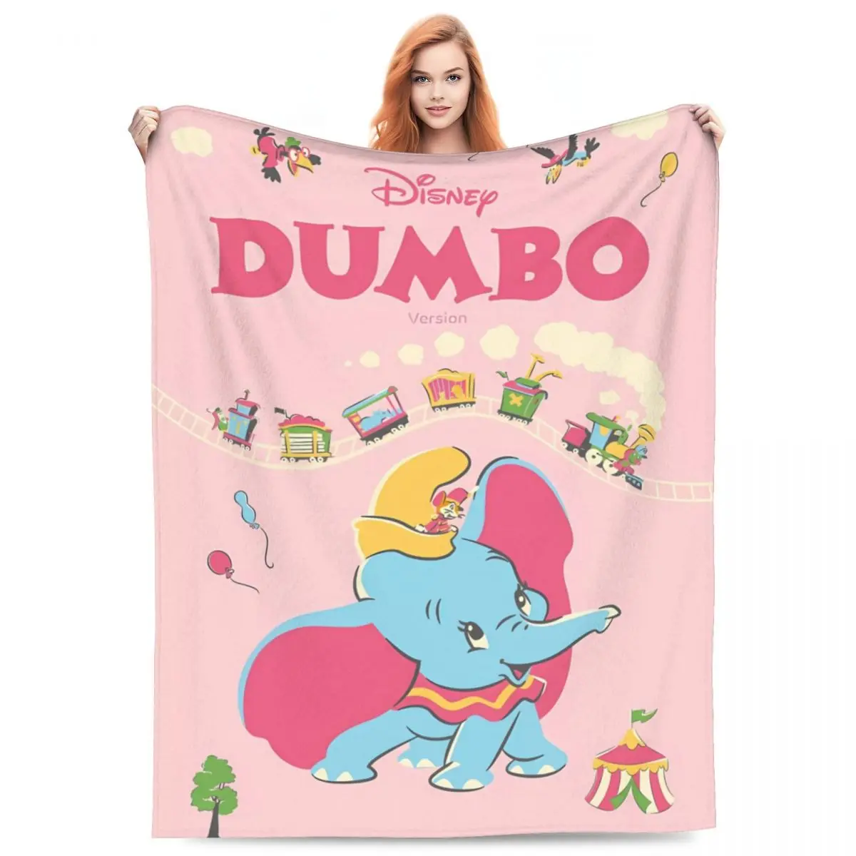 Dumbo   Flannel Blanket Warm Soft Throw Blanket for Couch Bed Travel Office Novelty Bedspread Sofa Bed Cover