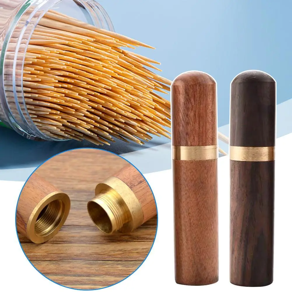 Portable Wood Toothpick Holder Container Living Room Mini Toothpick Storage Box Pocket Tooth Pick Dispenser Bucket Needle Case