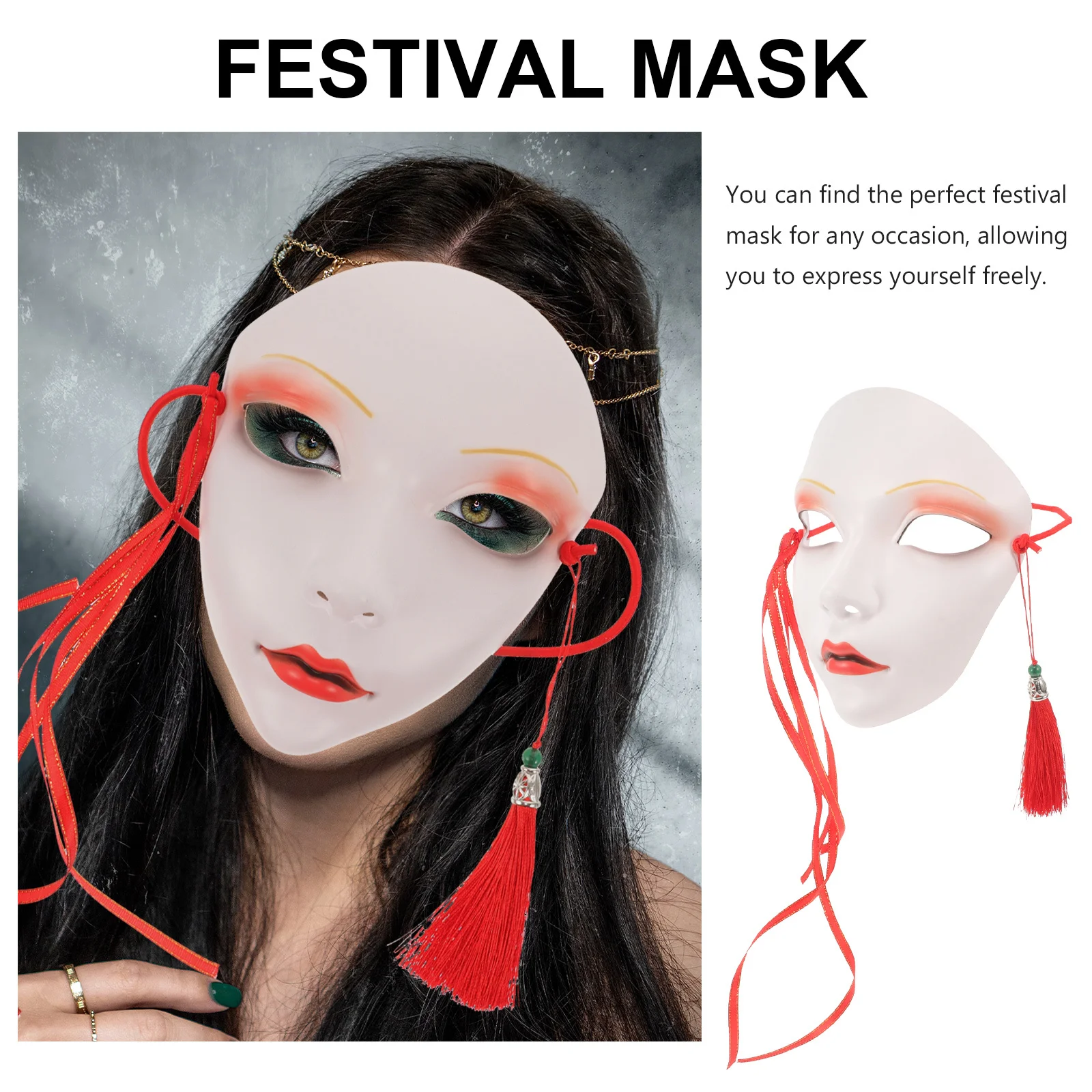

Festival Halloween Masquerade Tassel Cosplay For Adults Women Decorative Plastic Costume Carnival Props Party Mask Halloween
