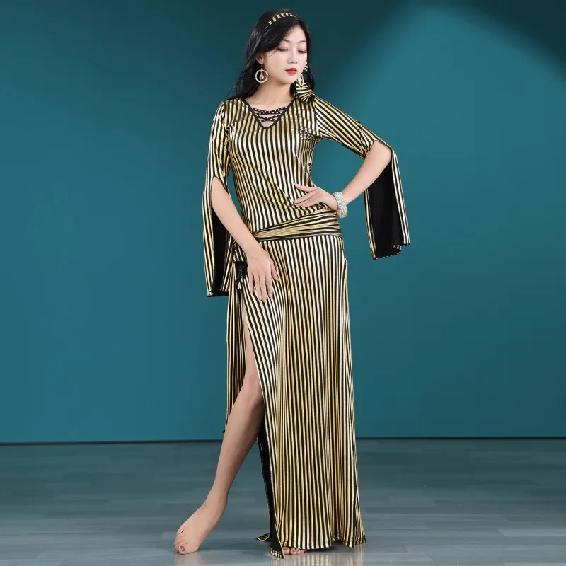 أزياء الرقص الشرقي المخصصة مجموعة أزياء الأداء النسائية قصب الروطان المصري الشعبي صيدي رداء فستان ملابس الراقصة الشرقية #4