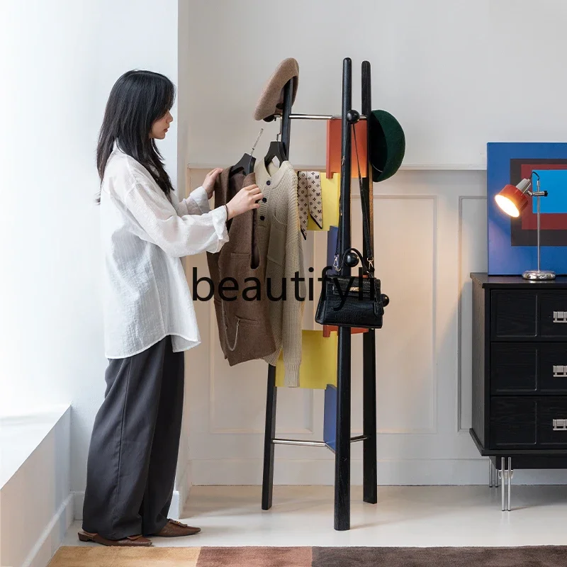 Modern and simple, solid wood multi-functional coat rack, medium and ancient style hanger.