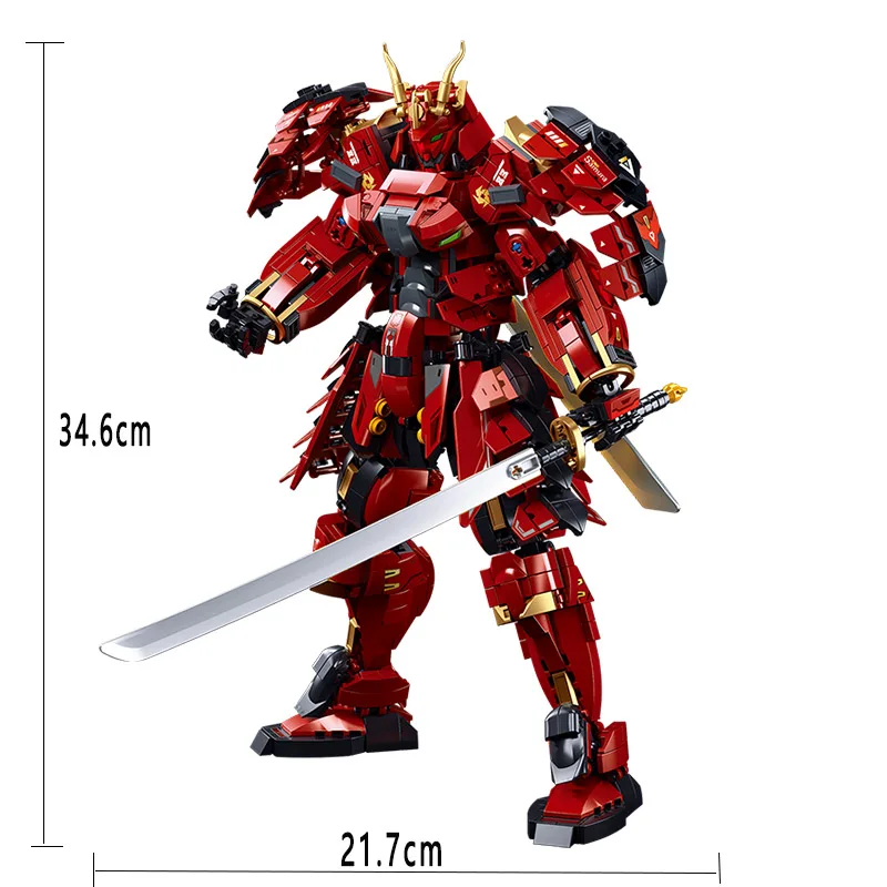 923pcs Armored Samurai Mech Robot DIY Action Figure Classic Model Building Blocks Bricks Assemble Children Toys Birthday Gifts