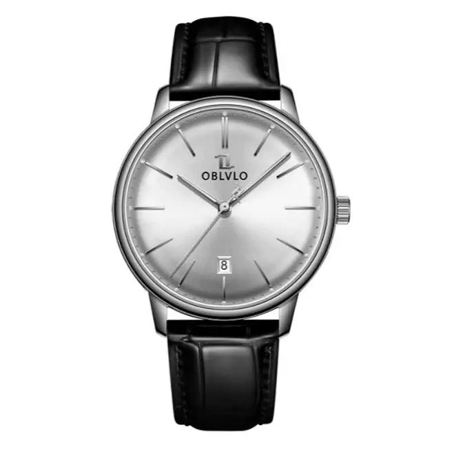 OBLVLO Orologio automatico da uomo 39,8 mm Orologio da polso meccanico vintage ultrasottile 50 m Movimento Miyota con zaffiro impermeabile