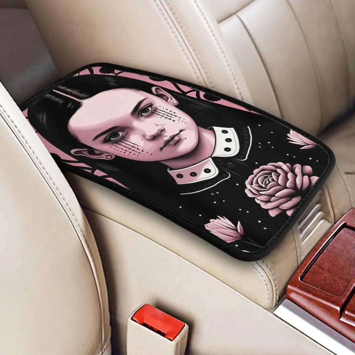 

JENNA Pinker Love Car Accessories Car Handrail Box Cushion Custom Print Non-slip Car Armrest Cover