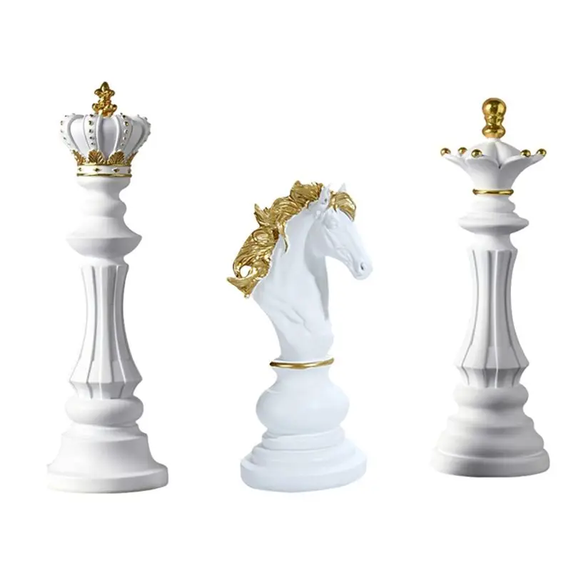 AEE6-Chess Resin Decor Ornament Office Figurines Queen Knight Statue Collection Object Sculptural Models Of Chess Pieces