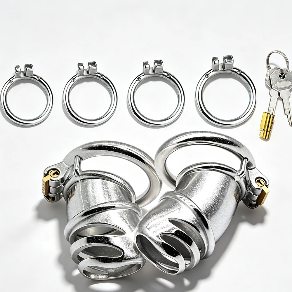 FRKO Metal Urine Open Male Chastity Cage Device Lock Cock Cage Penis Ring Bondage  Sex Toy Anti-Escape Men Erotic Supplies