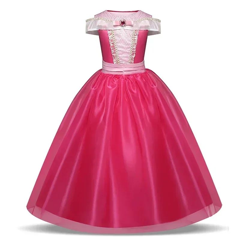 Princess Dress for Girls Sleeping Beauty Aurora Cosplay Clothes Pink Birthday Carnival Party Outfits Christmas Costume for Kids