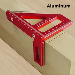 Escuadra de Carpintero - Regla de Aluminio/Plástico para Trabajos en Madera, Escuadra de Medición 3D Multiángulo 45/90 Grados