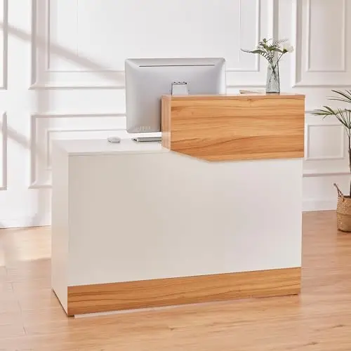 Reception Desk with Counter,Modern Counter Table with Cable Grommet,47 inch Retail Counter for Checkout, Lobby, Beauty