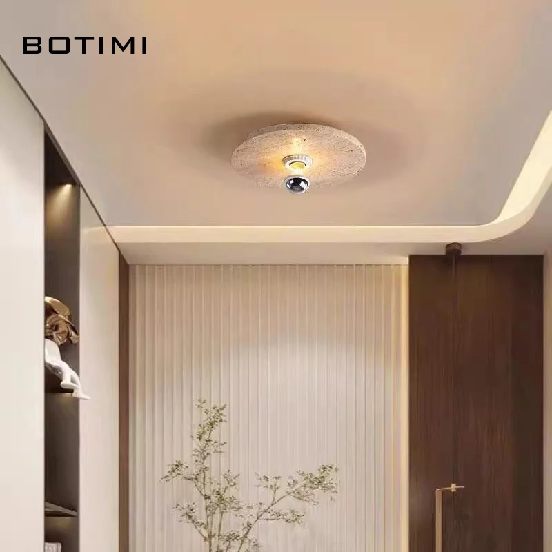 BOTIMI جولة الأصفر الترافرتين LED أضواء السقف لغرفة المعيشة سطح شنت إضاءة غرفة النوم الحديثة آرت ديكو غرف مصباح #5