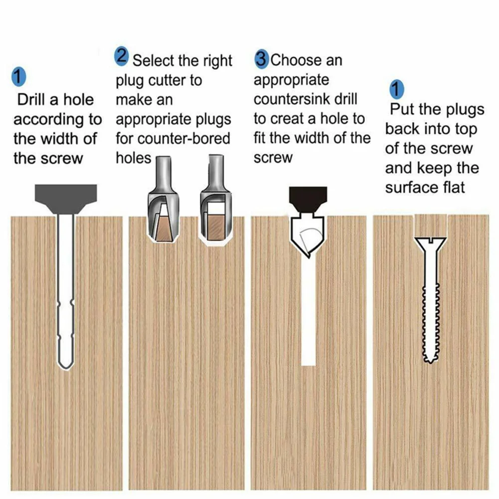 3-Punkt-Senkholz bohrset, Holzbearbeitungs-Fasenbohr werkzeugset, Hochgeschwindigkeitsstahl-Fasen holz bearbeitung 23 stücke