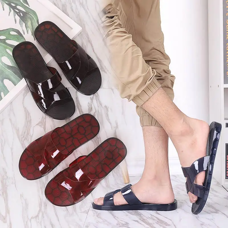 

Crystal Slippers Men's Home Use Summer Indoor Flat Bot Anti-Slip Batoom Home Plastic Deodorant Bathing Large Size Sandals