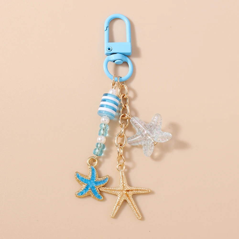 Aihua Niedlicher Seestern-Schlüsselanhänger für Frauen und Mädchen, Schicker Sommer-Strand-Schlüsselring, Anhänger für Handtaschen-Deko, DIY Handgemachter Schmuck, Geschenk – Detail 7