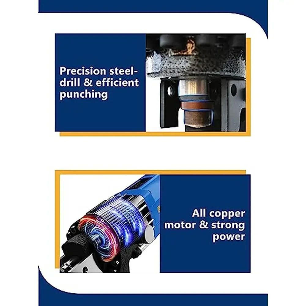 Perfurador hidráulico elétrico, máquina de perfuração de metal, 1/4 "-4/5", escova de carbono, 5 matrizes, ferro, cobre, potência ac 110v 1200w