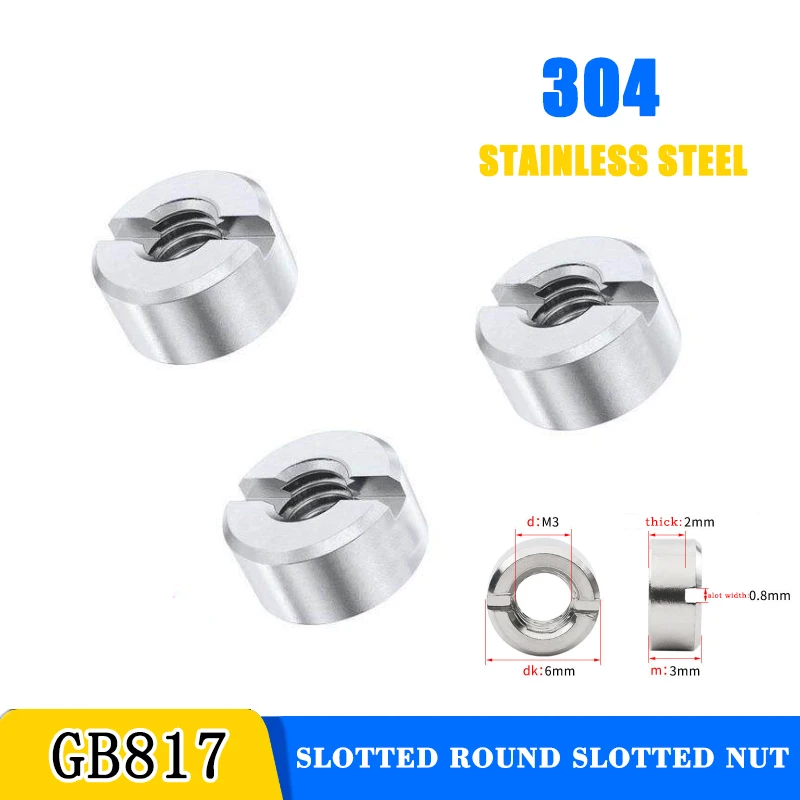 1-10pcs  Thick 3/3.5~10mm 304 Stainless Steel Slotted Round Nuts End Face With Groove  Round Nut GB817 M3 M4 M5 M6 M8 M10 M12