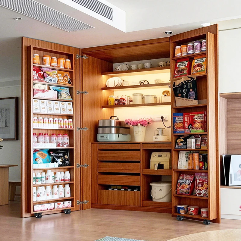 Refrigerator Style Double Door Snack Storage Cabinet Hinge Hardware Kit Soft Closing 180 Degree Large Opening For Pantry